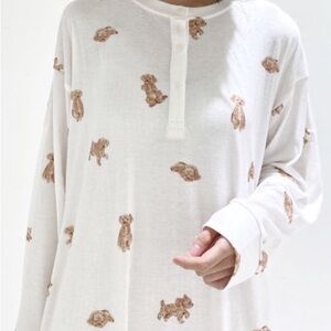 White Nightgown with Brown Dog Print